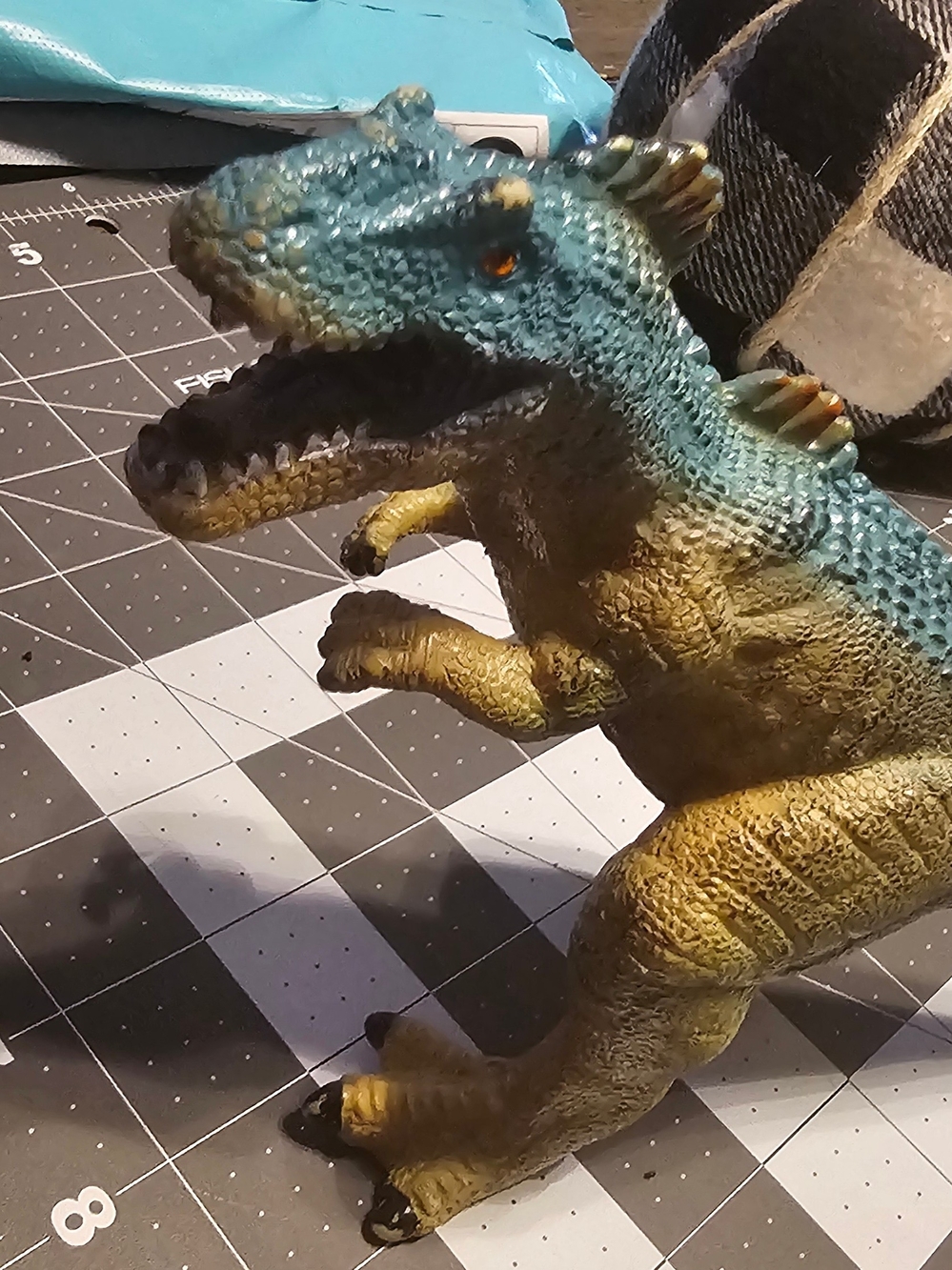 Source Unknown Blue and Olive Dinosaur Action Figure